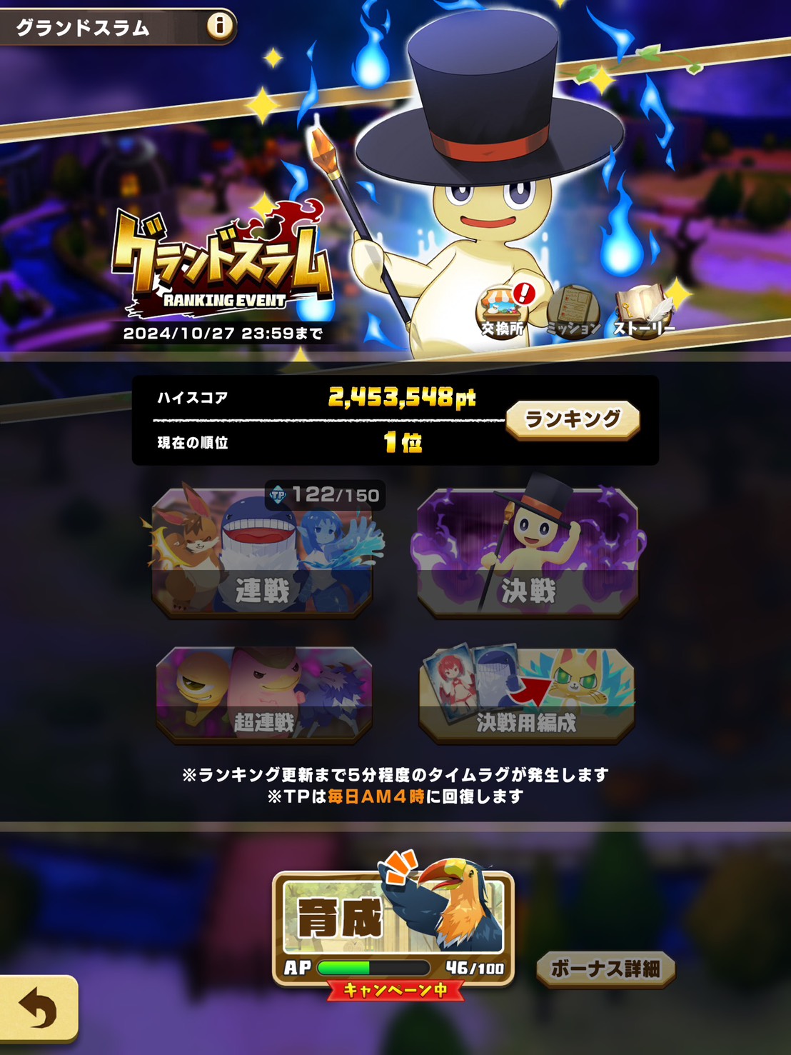 グランドスラム 2024年10月 1位